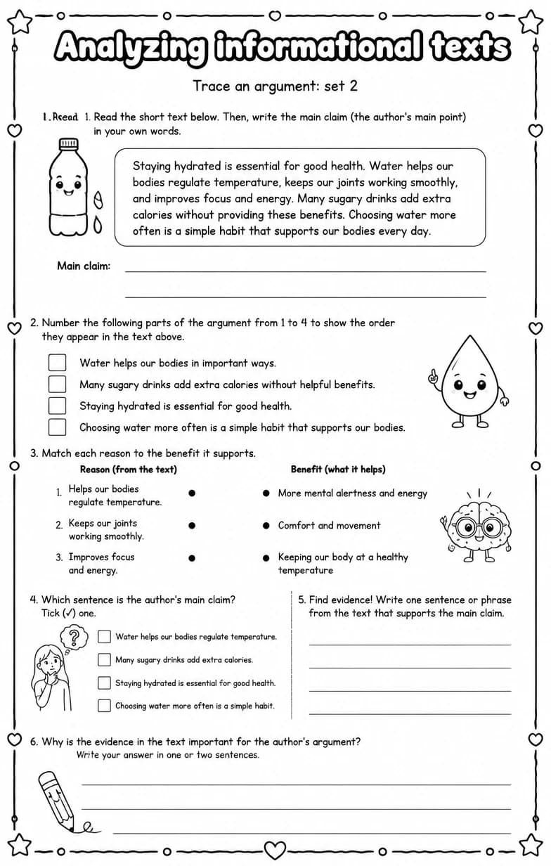 Trace an argument: set 2 — free printable High School English & Reading worksheet