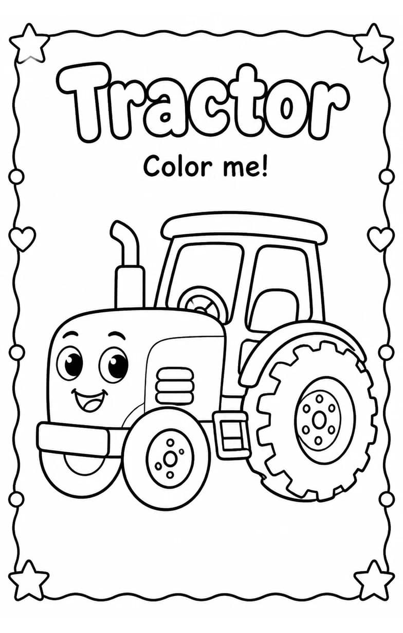 Tractor Coloring Pages — free printable Kindergarten Art worksheet