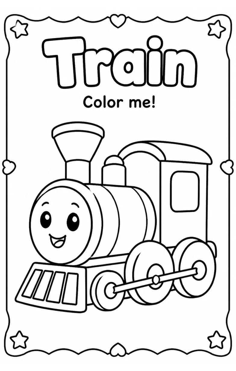 Train Coloring Pages — free printable Kindergarten Art worksheet