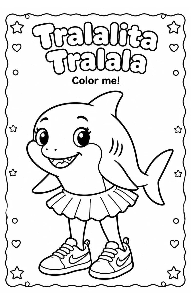 Tralalita Tralala Coloring Pages — free printable Kindergarten Art worksheet