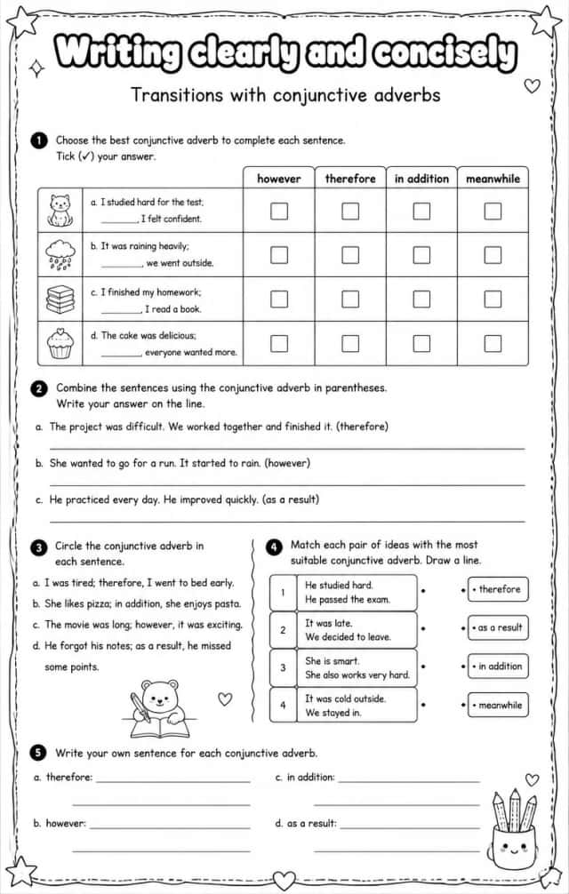 Transitions with conjunctive adverbs