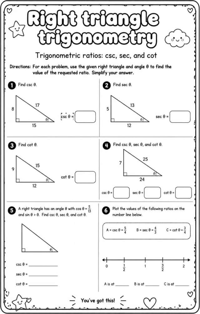 Trigonometric ratios: csc, sec, and cot