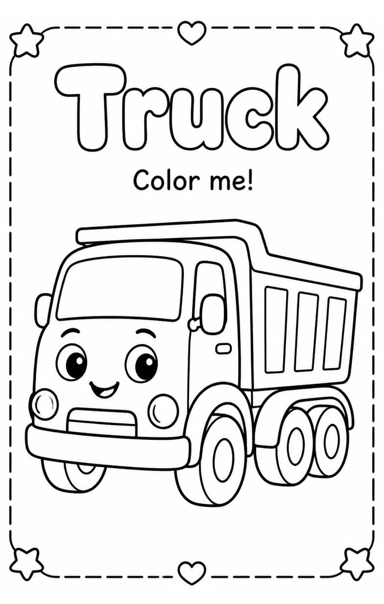Truck Coloring Pages — free printable Kindergarten Art worksheet