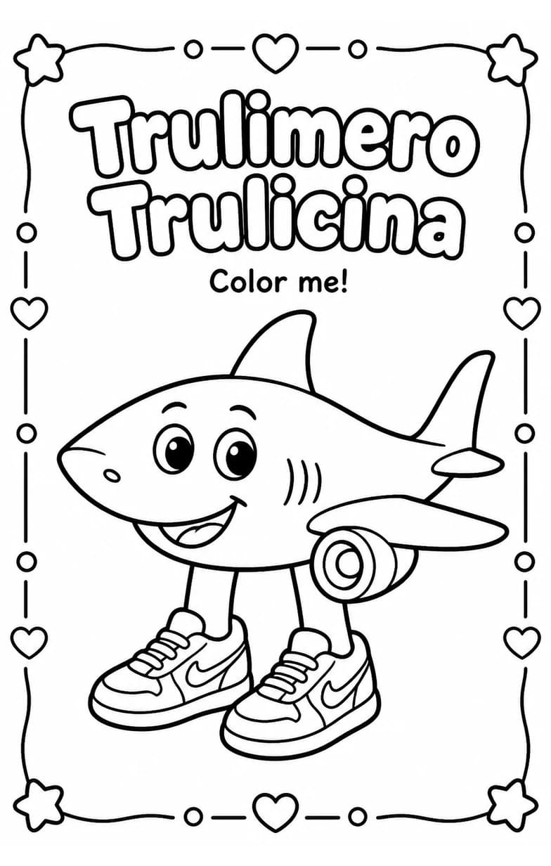 Trulimero Trulicina Coloring Pages — free printable Kindergarten Art worksheet