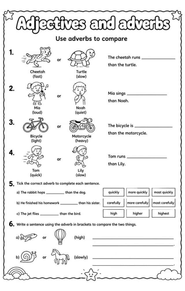 Use adverbs to compare