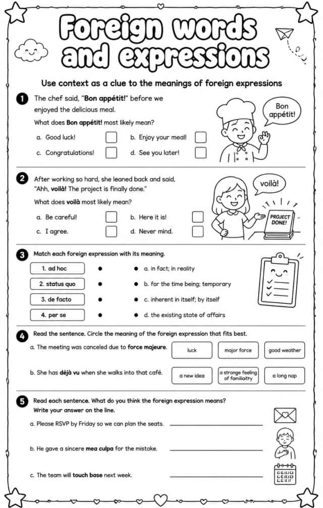 Use context as a clue to the meanings of foreign expressions