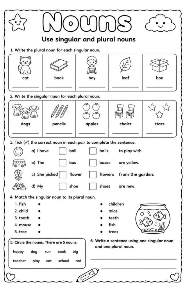 Use singular and plural nouns
