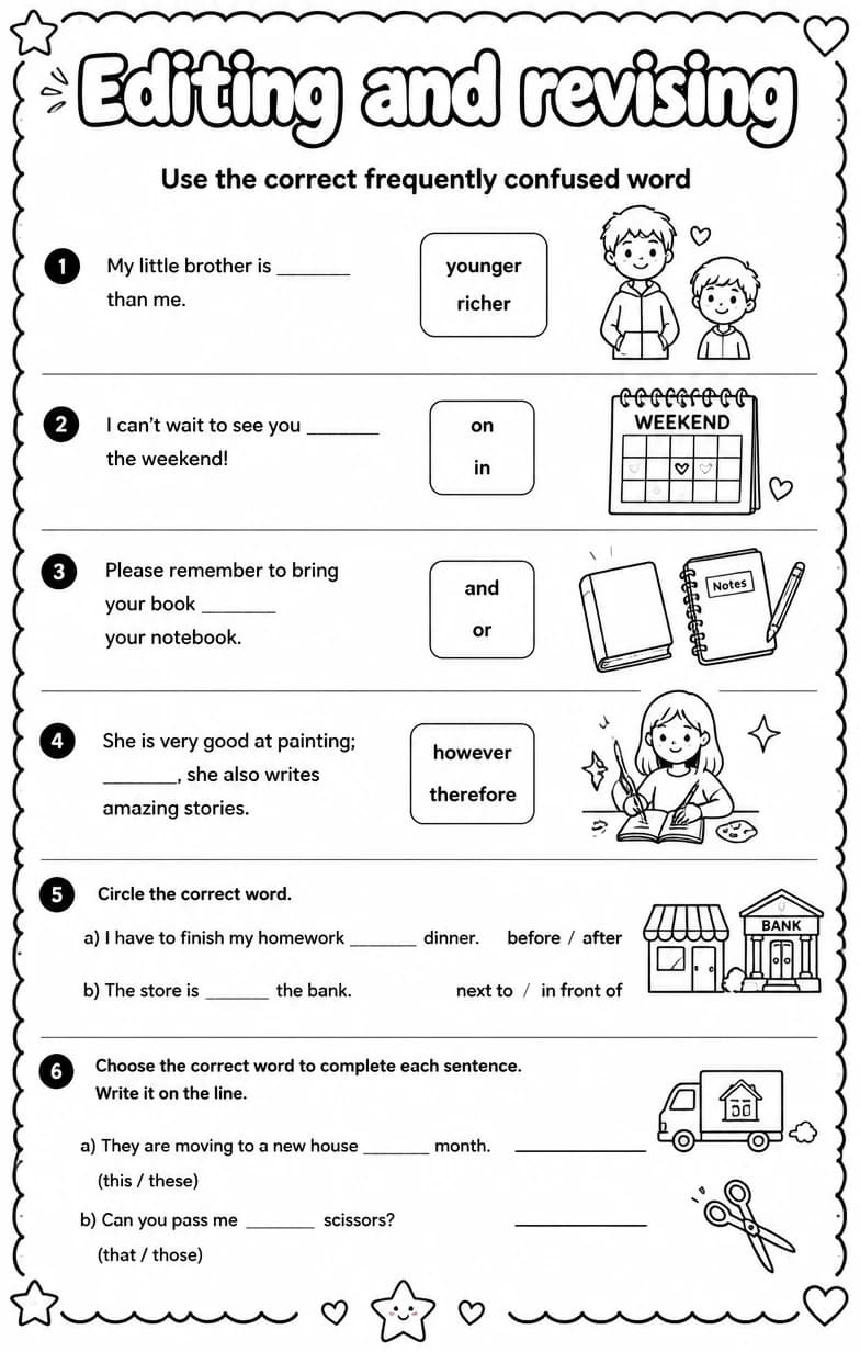 Use the correct frequently confused word — free printable Writing strategies English worksheet