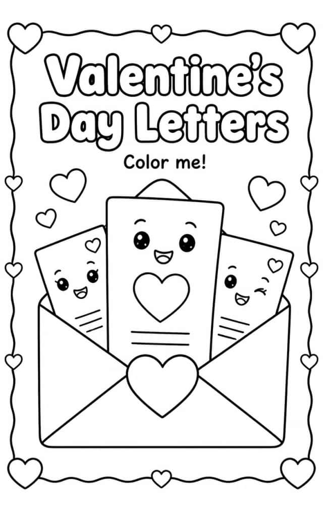 Valentine's Day Letters Coloring Page