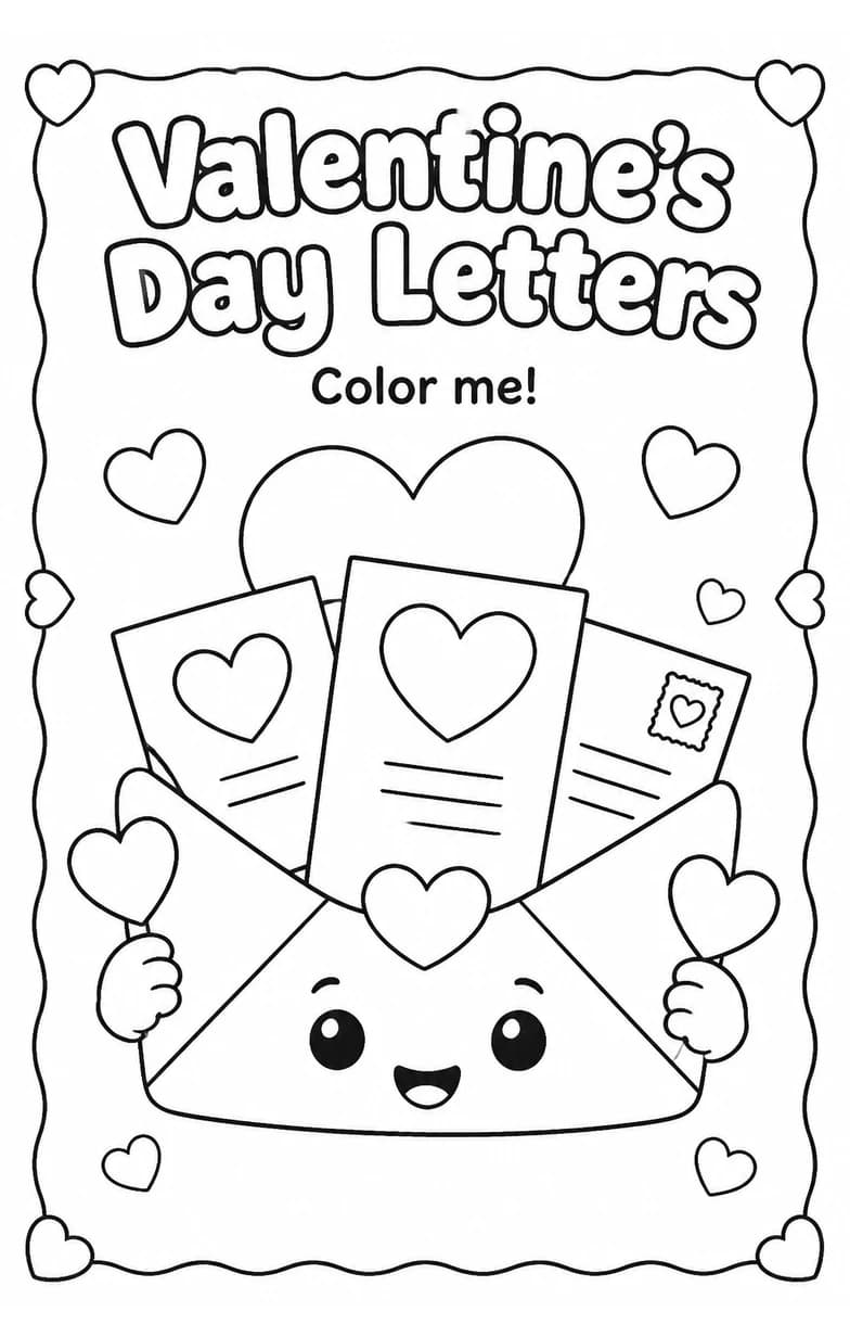 Valentine's Day Letters Coloring Page