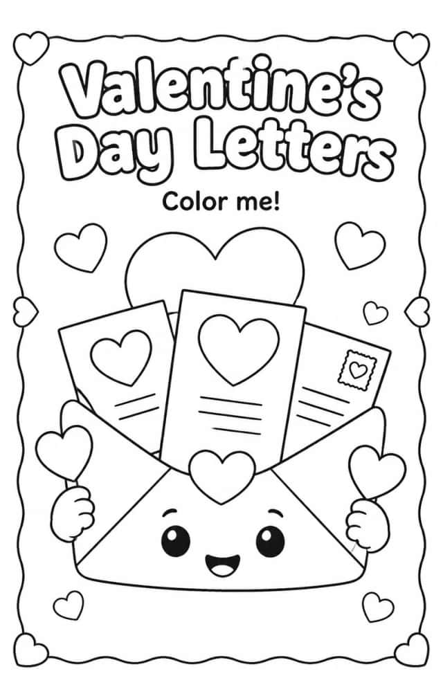 Valentine's Day Letters Coloring Page
