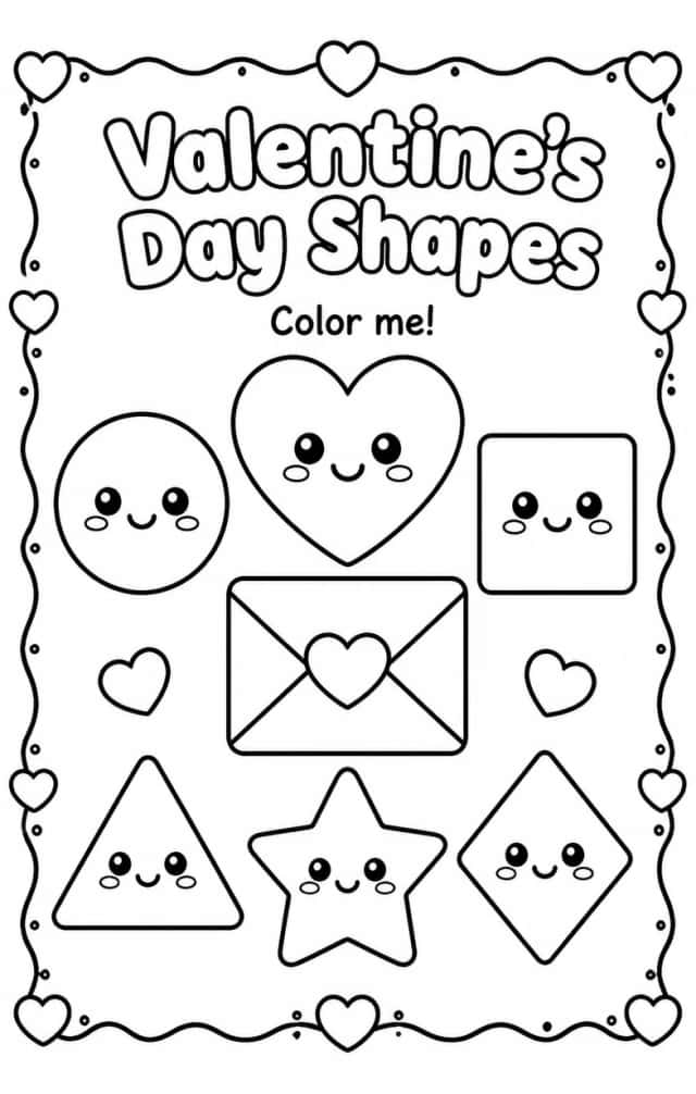 Valentine's Day Shapes Coloring Page