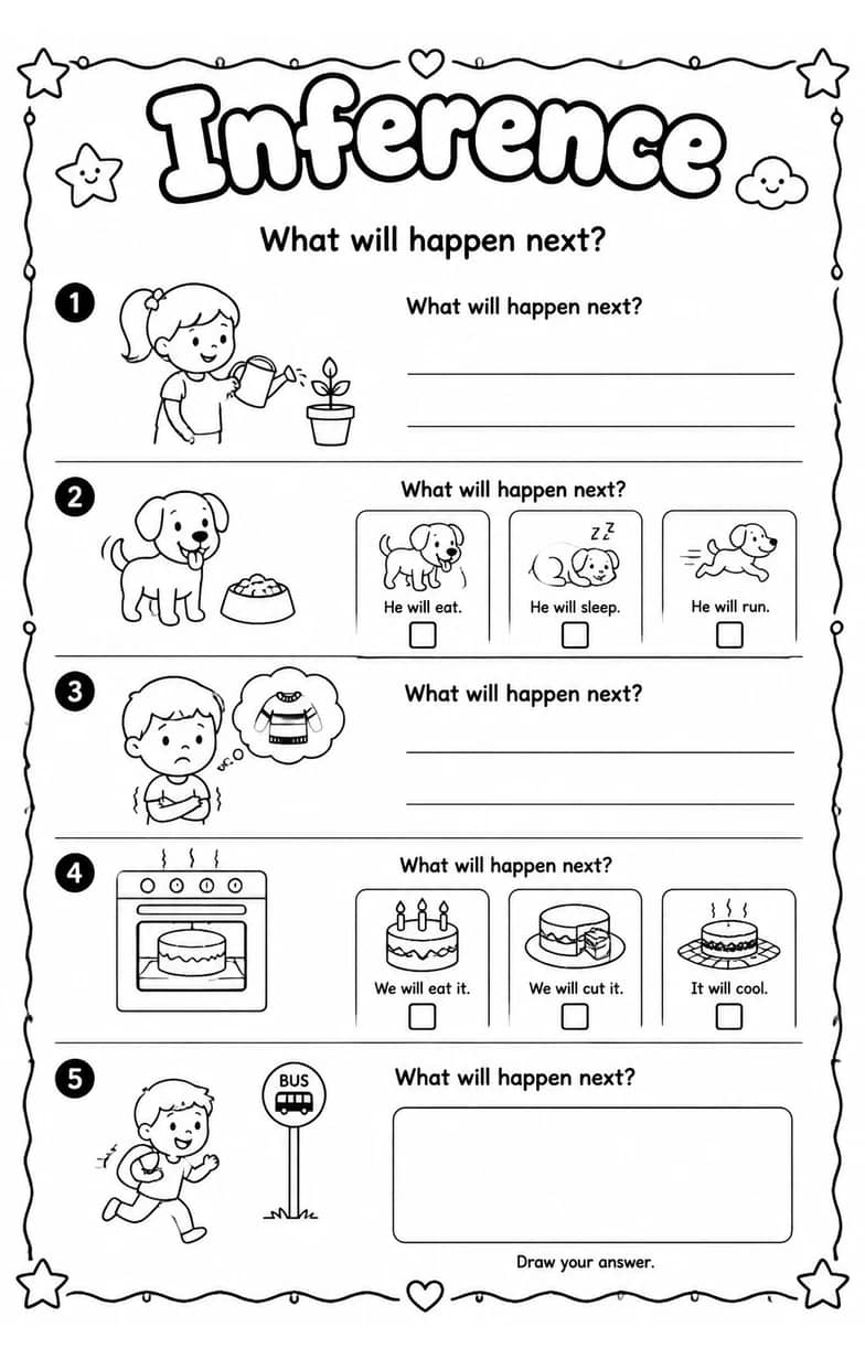 What will happen next? — free printable Reading strategies English worksheet