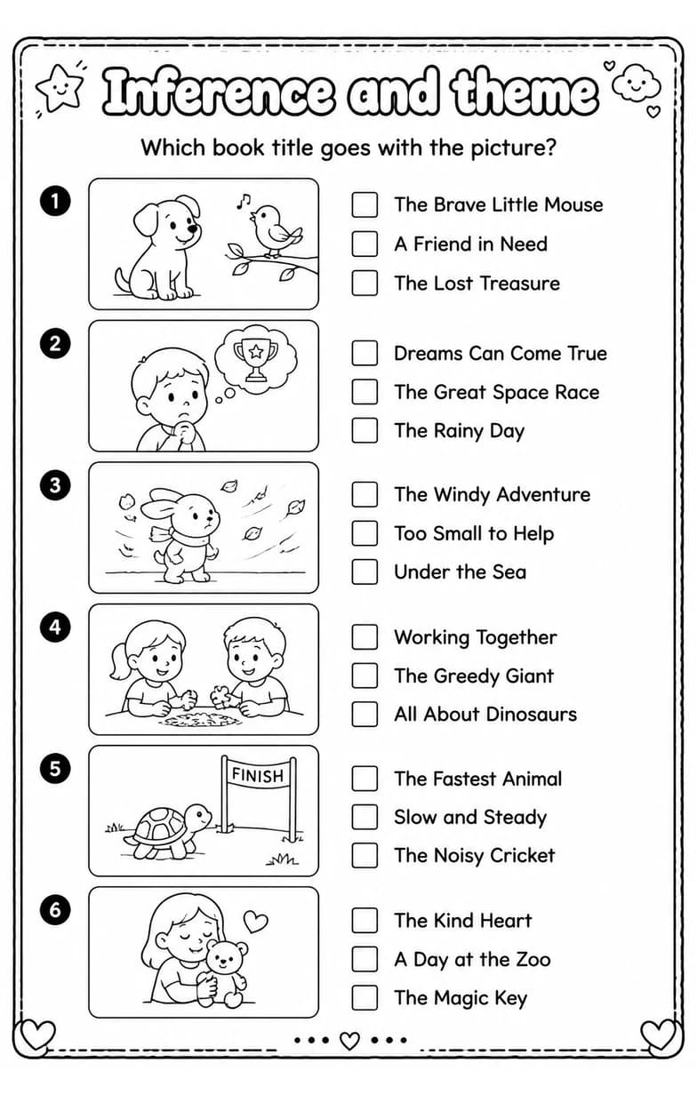 Which book title goes with the picture? — free printable Reading strategies English worksheet
