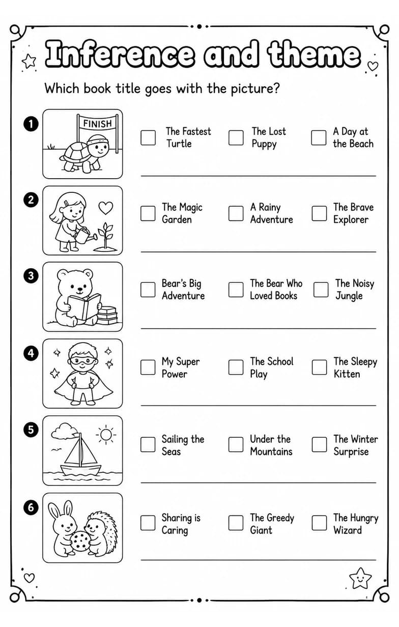 Which book title goes with the picture? — free printable Reading strategies English worksheet