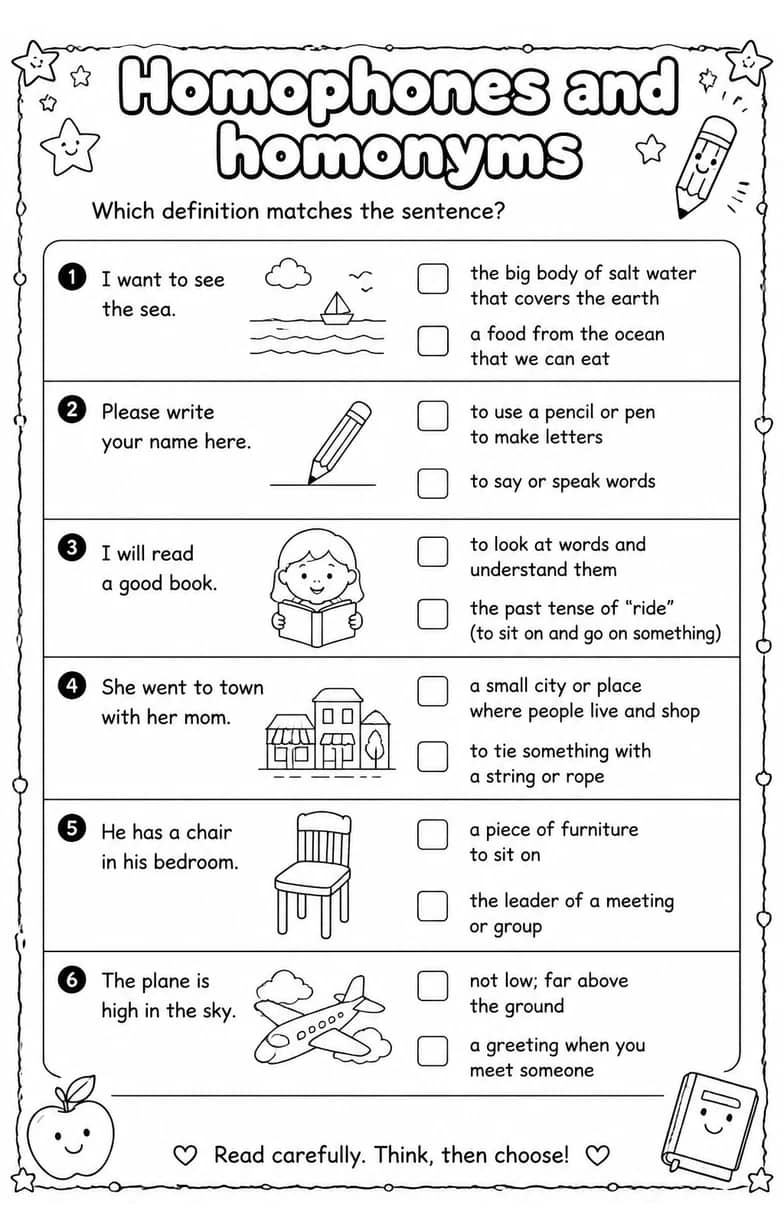 Which definition matches the sentence? — free printable Vocabulary English worksheet