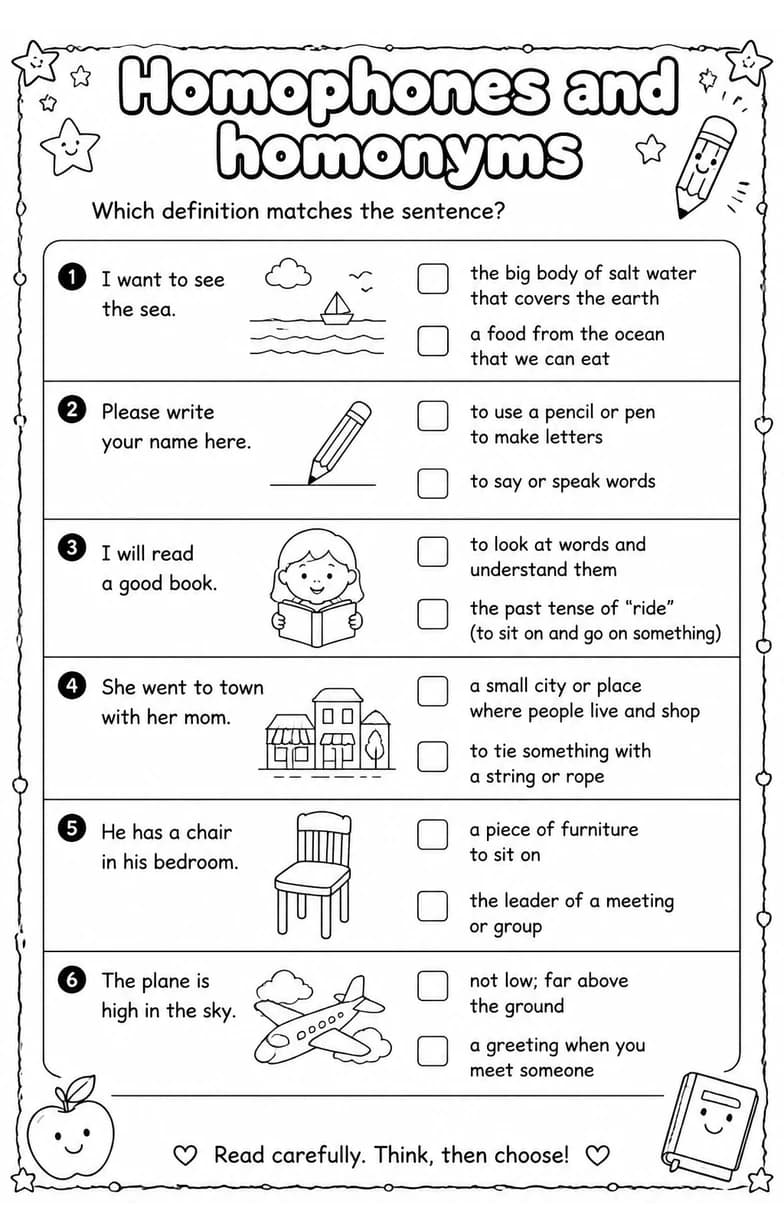 Which definition matches the sentence? — free printable Vocabulary English worksheet