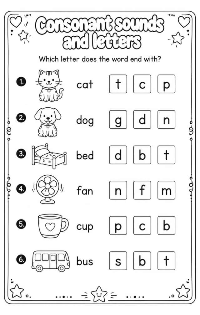 Which letter does the word end with?