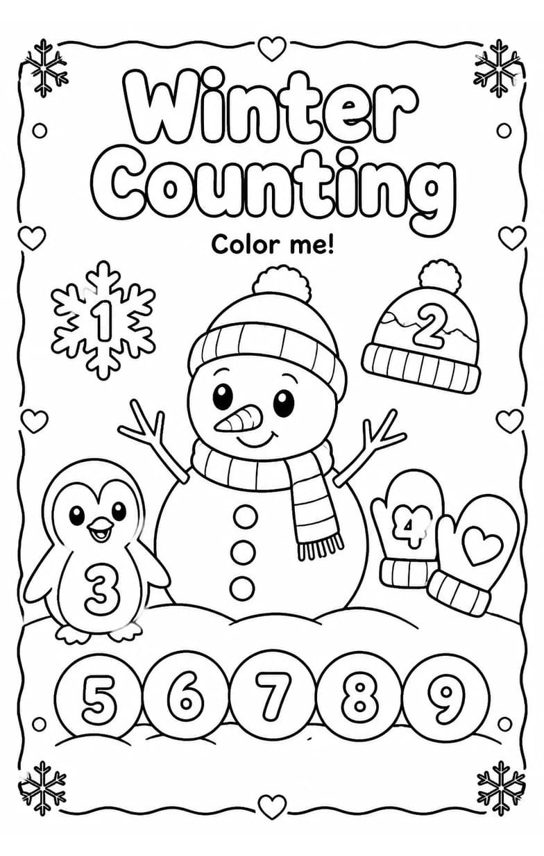 Winter Counting Coloring Page