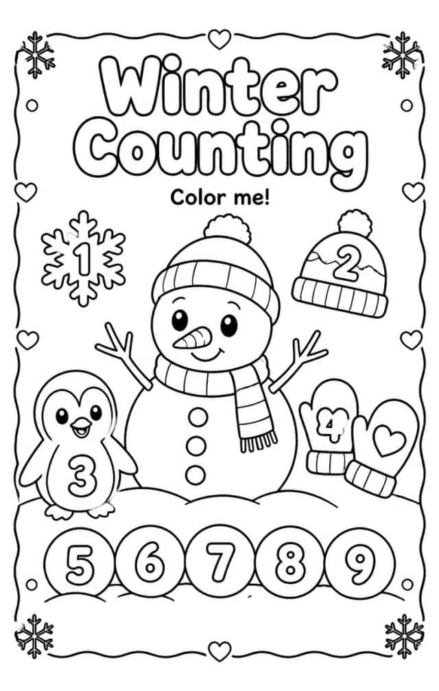 Winter Counting Coloring Page