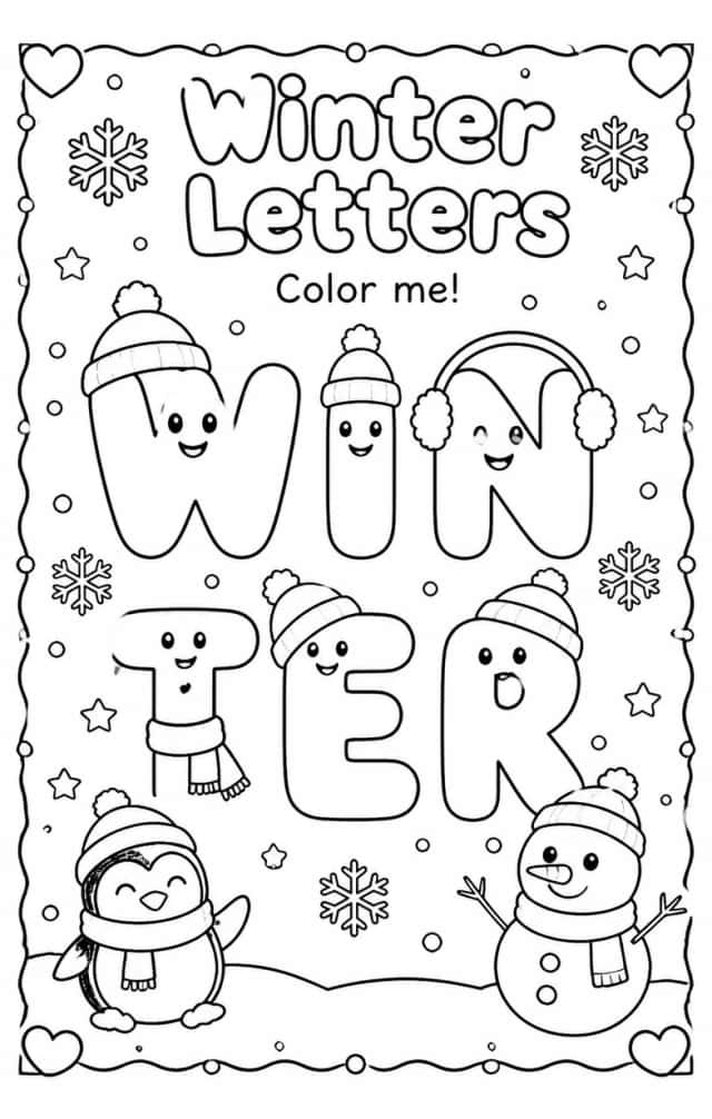 Winter Letters Coloring Page