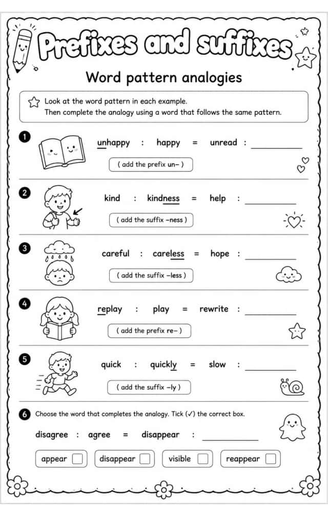 Word pattern analogies