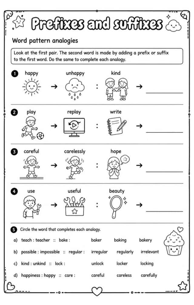 Word pattern analogies