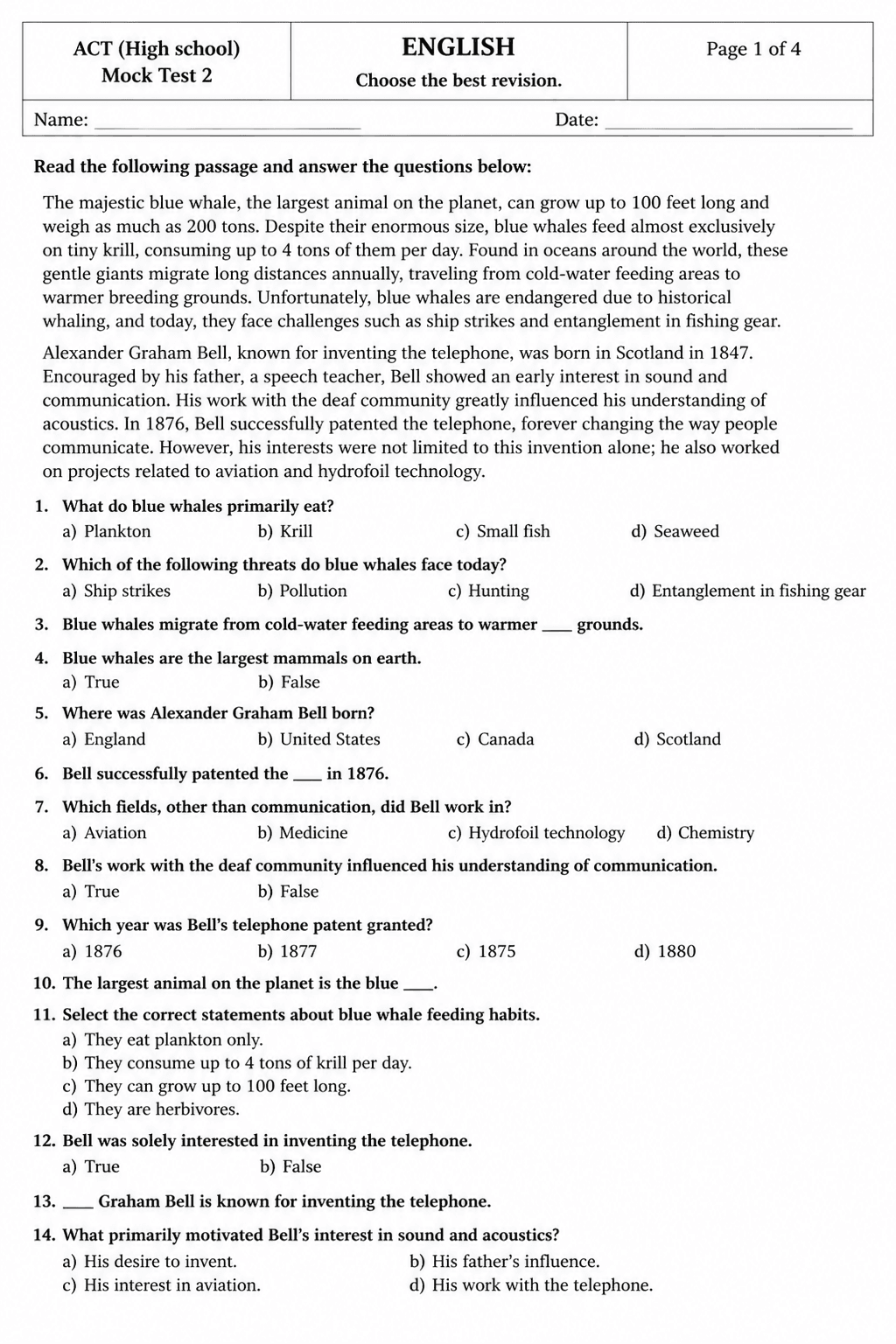 Preview of ACT — Mock Test 2