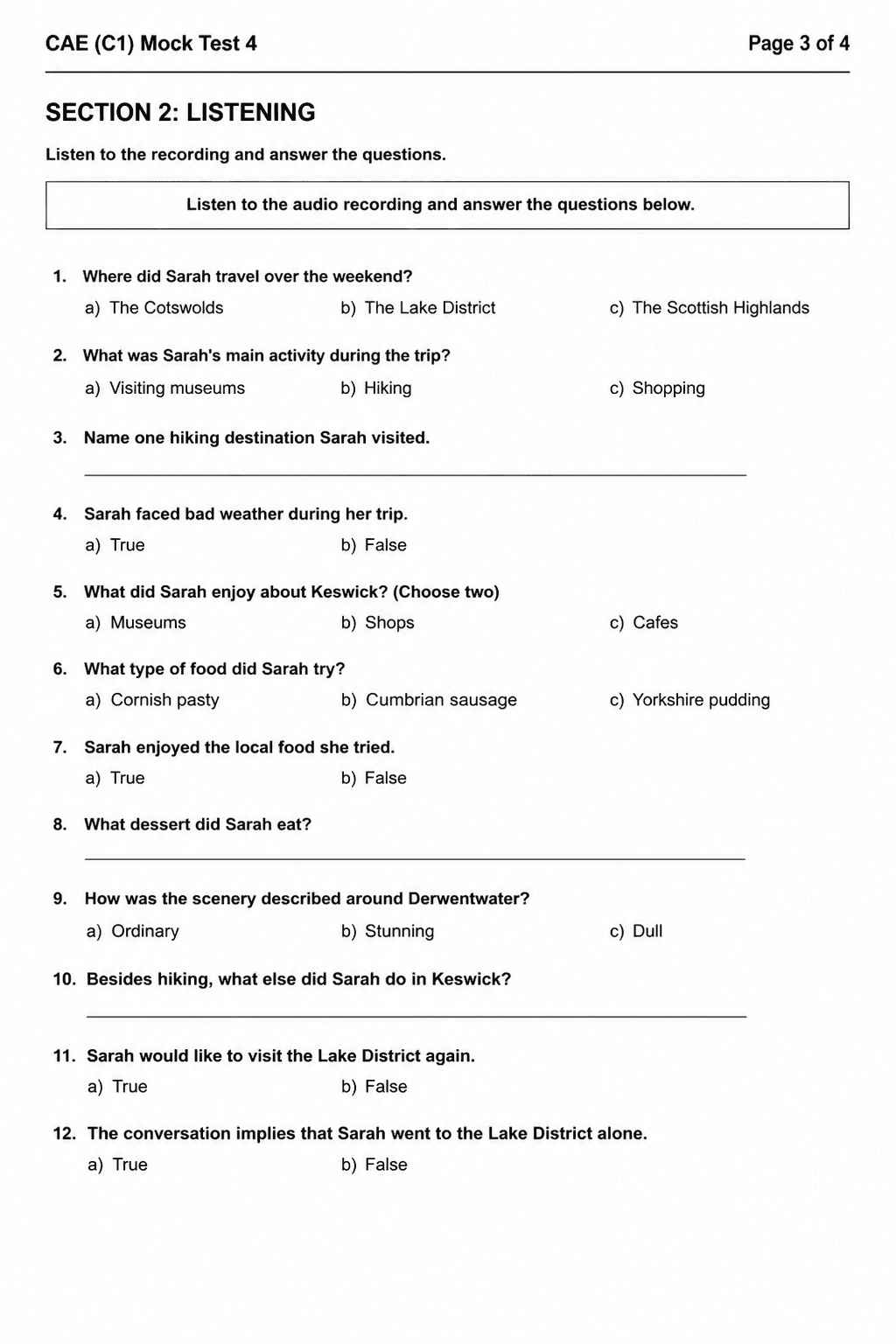 Preview of C1 Advanced (CAE) — Mock Test 4