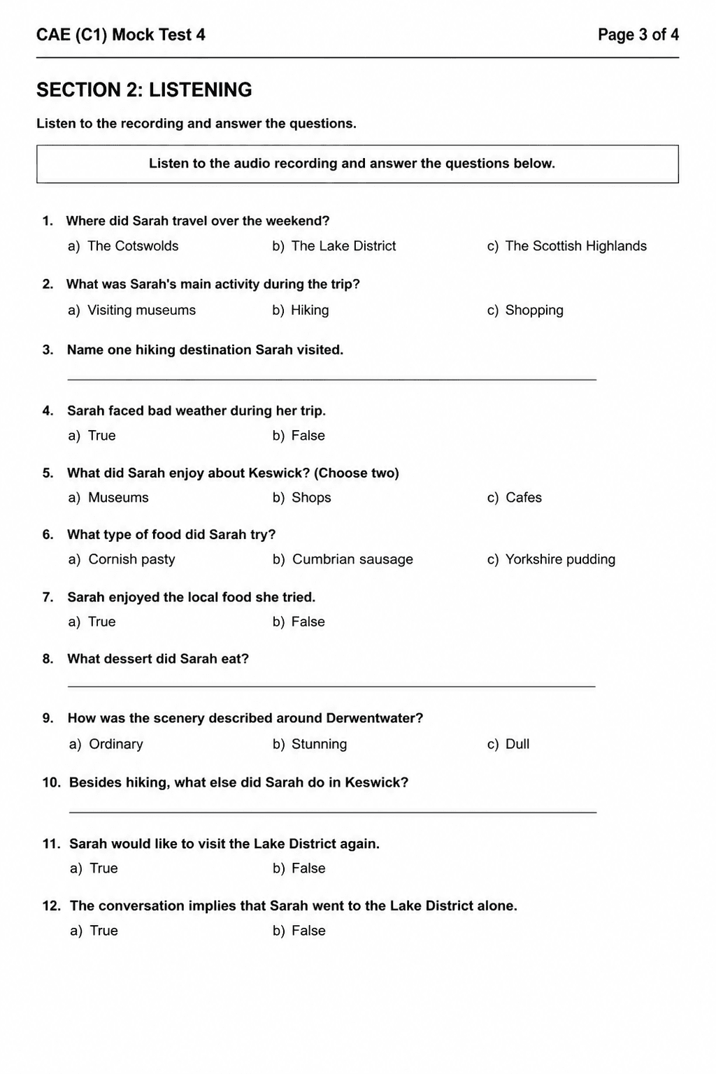 C1 Advanced (CAE) — Mock Test 4
