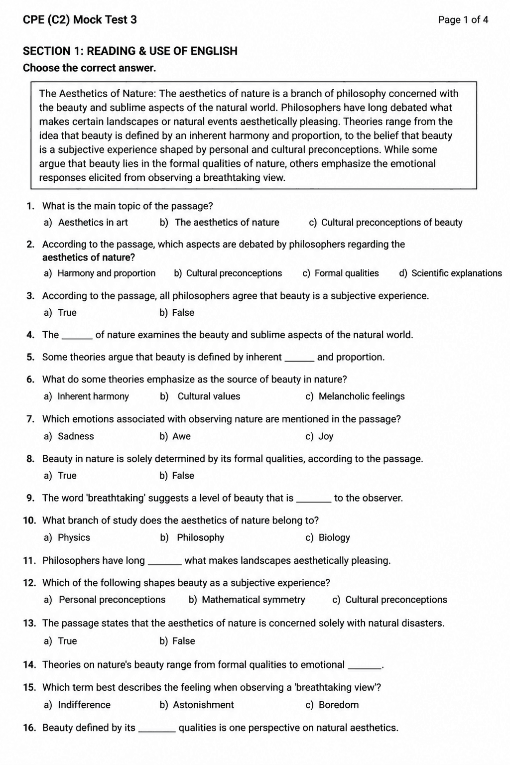 Preview of C2 Proficiency (CPE) — Mock Test 3