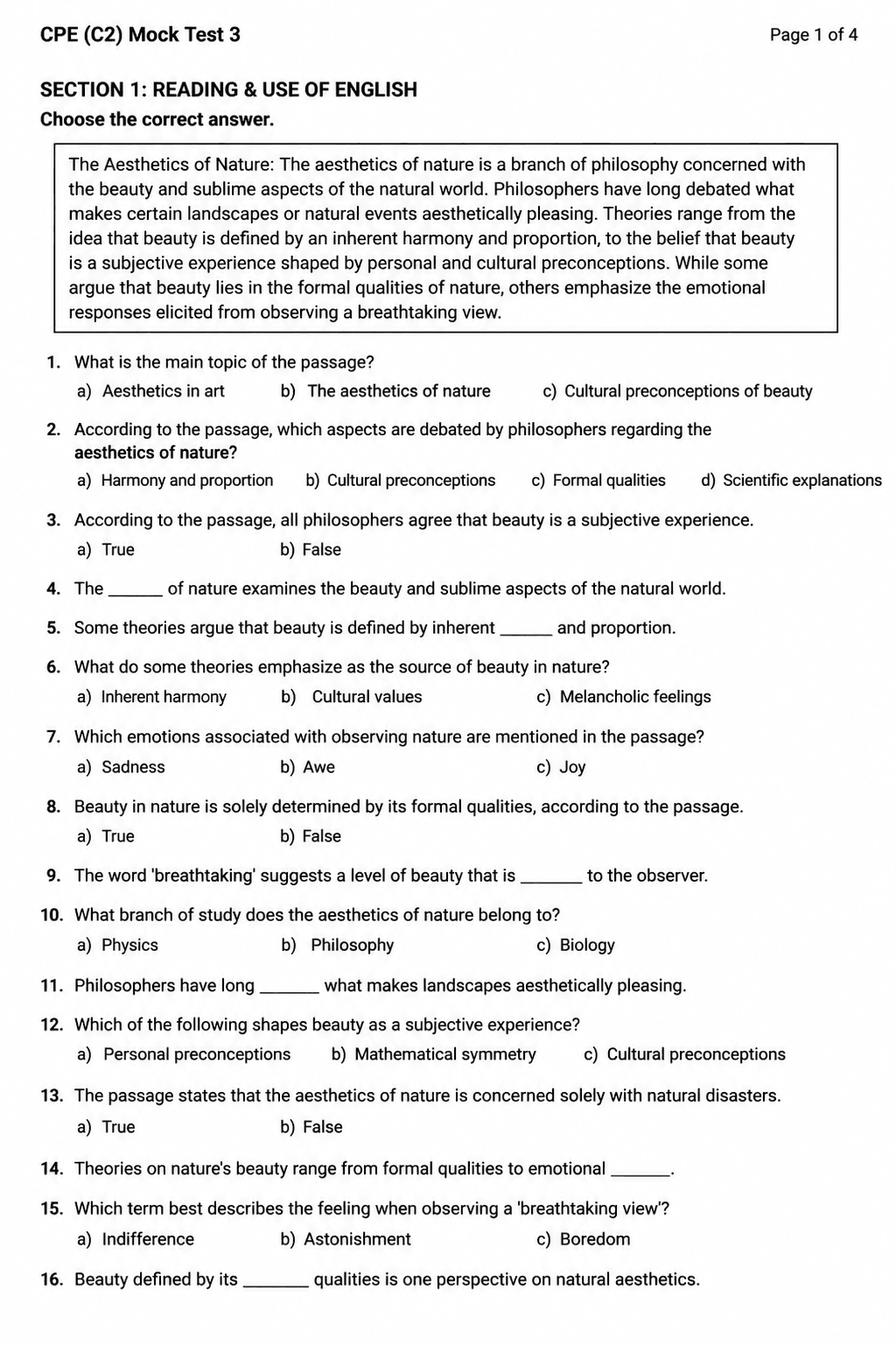 C2 Proficiency (CPE) — Mock Test 3