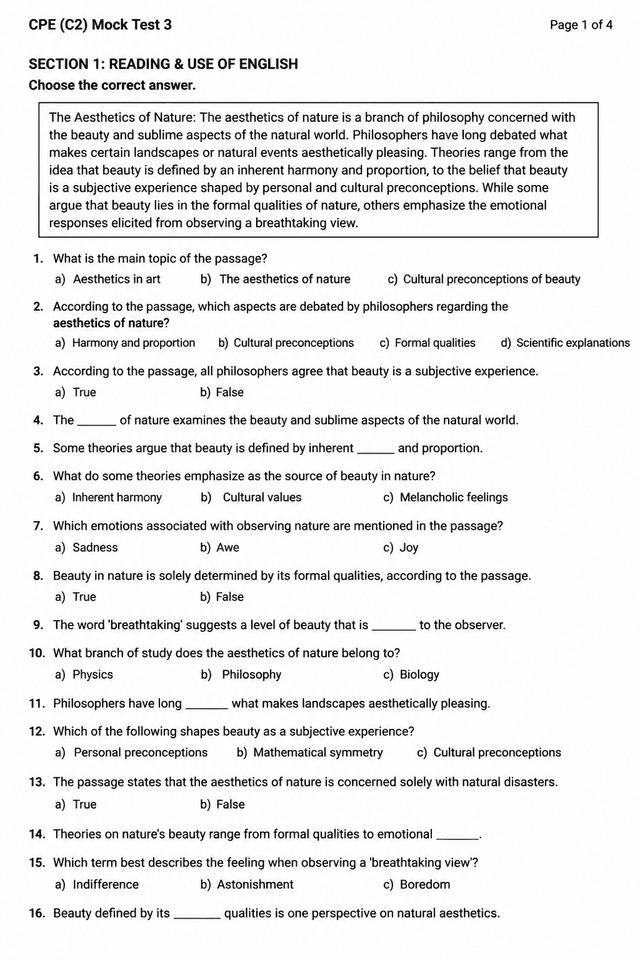 C2 Proficiency (CPE) — Mock Test 3