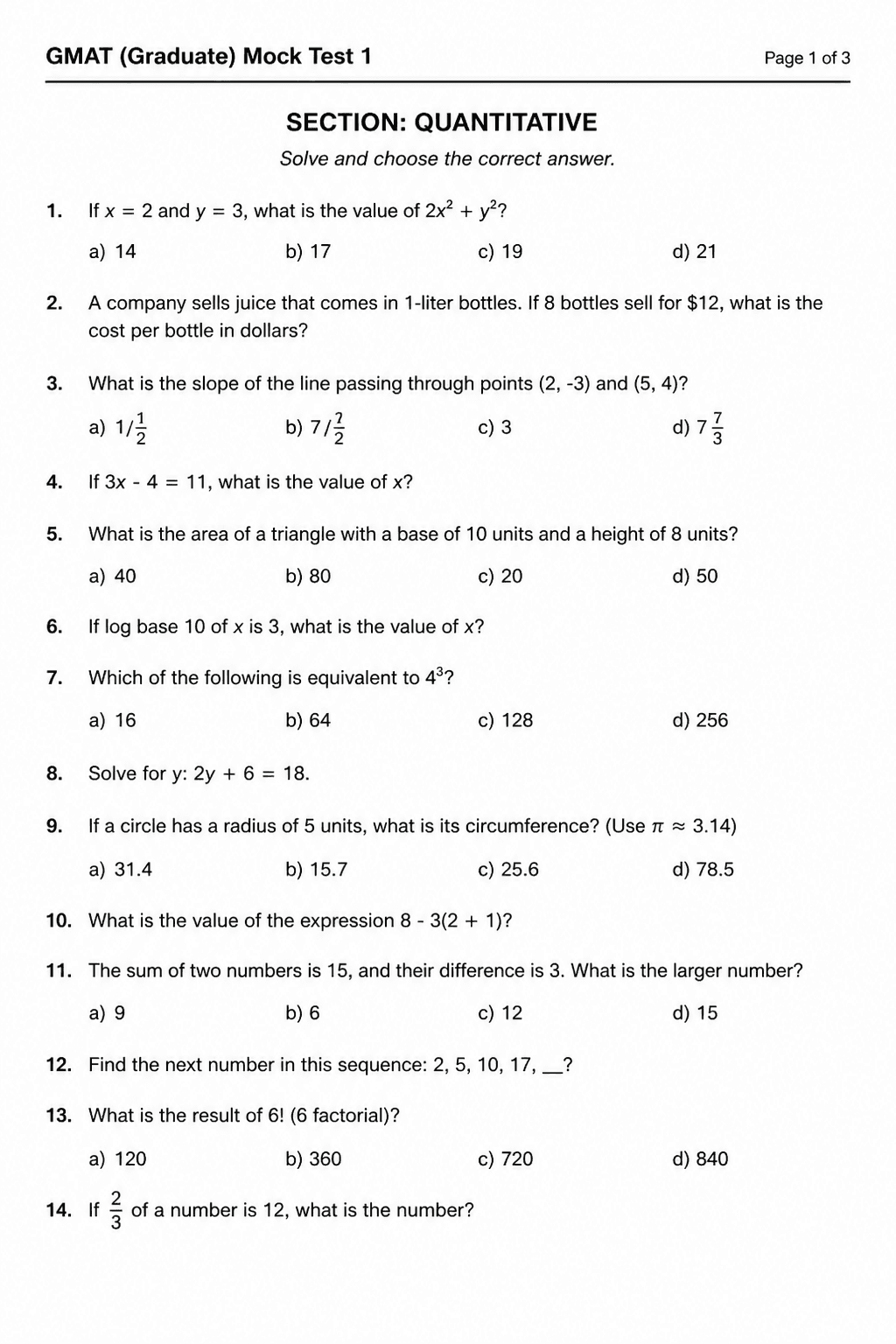 Preview of GMAT — Mock Test 1