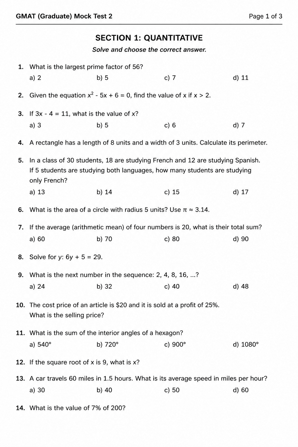 Preview of GMAT — Mock Test 2