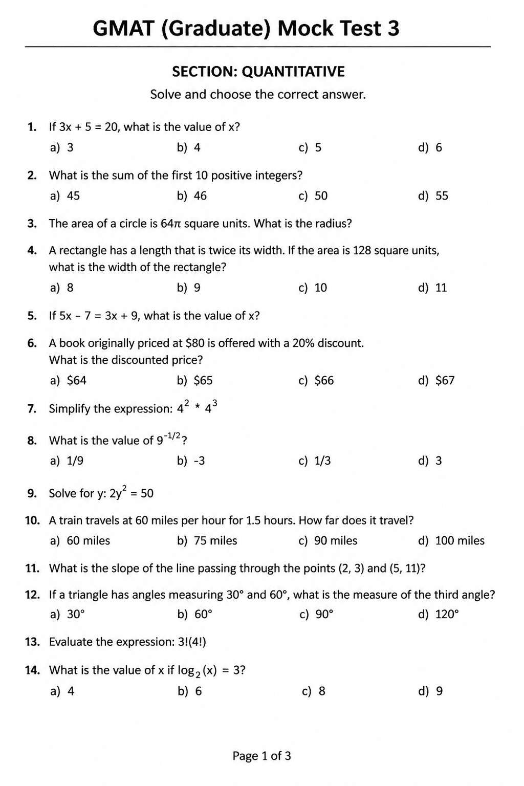 Preview of GMAT — Mock Test 3