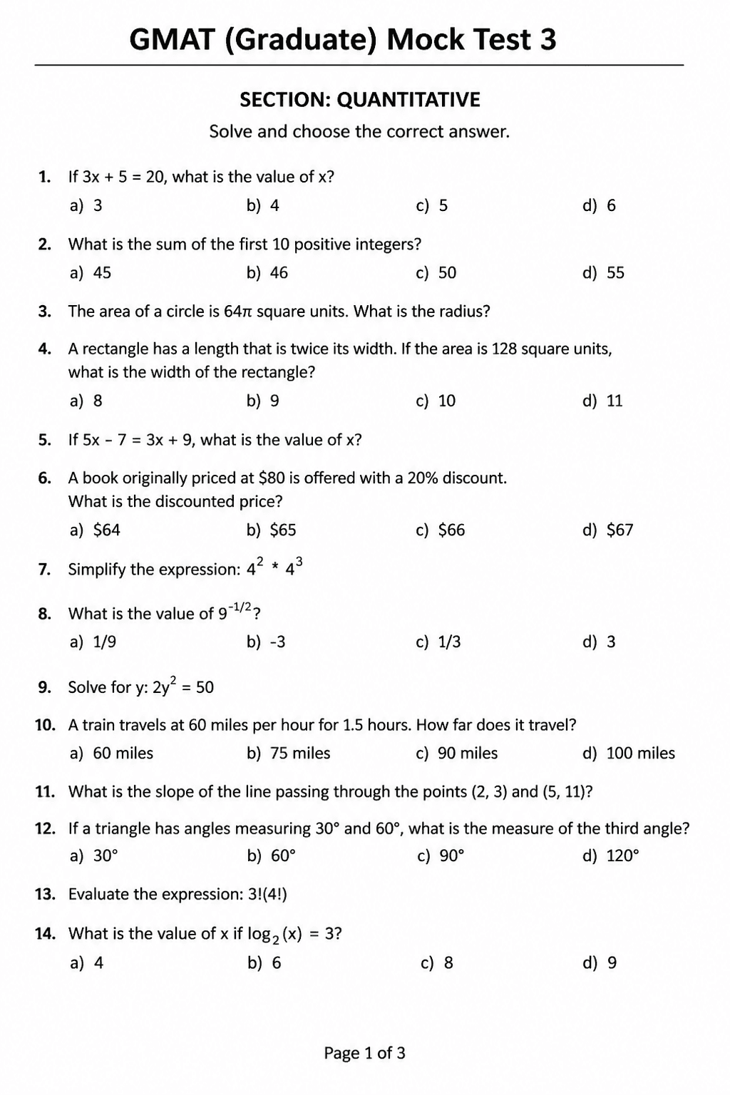 Preview of GMAT — Mock Test 3