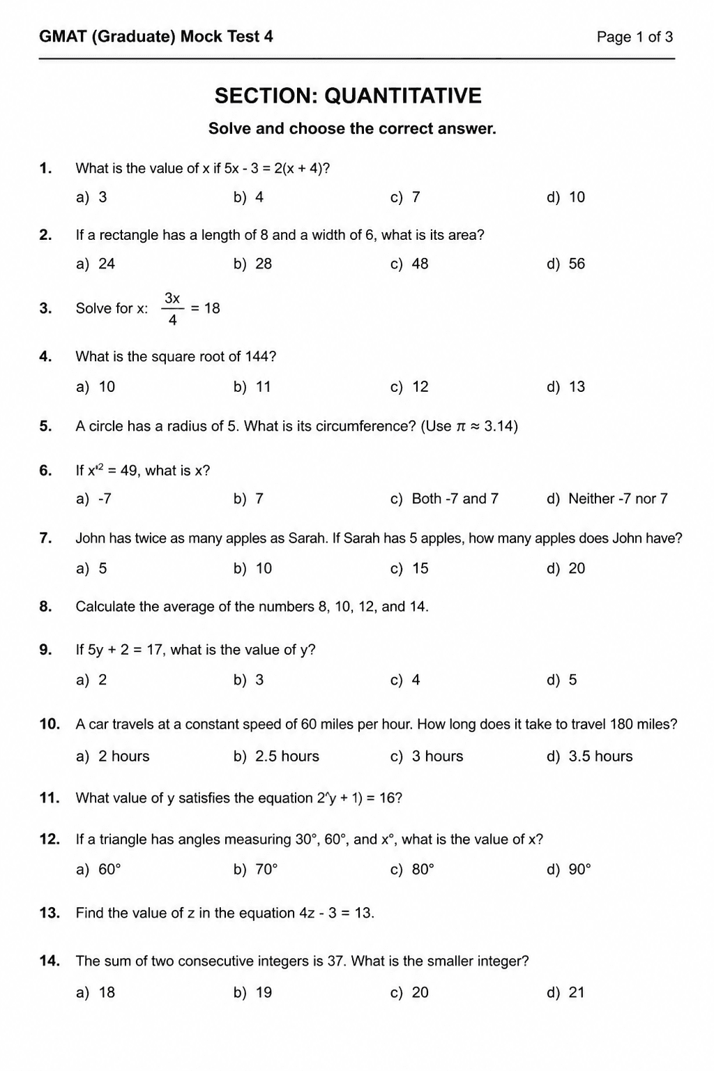 Preview of GMAT — Mock Test 4