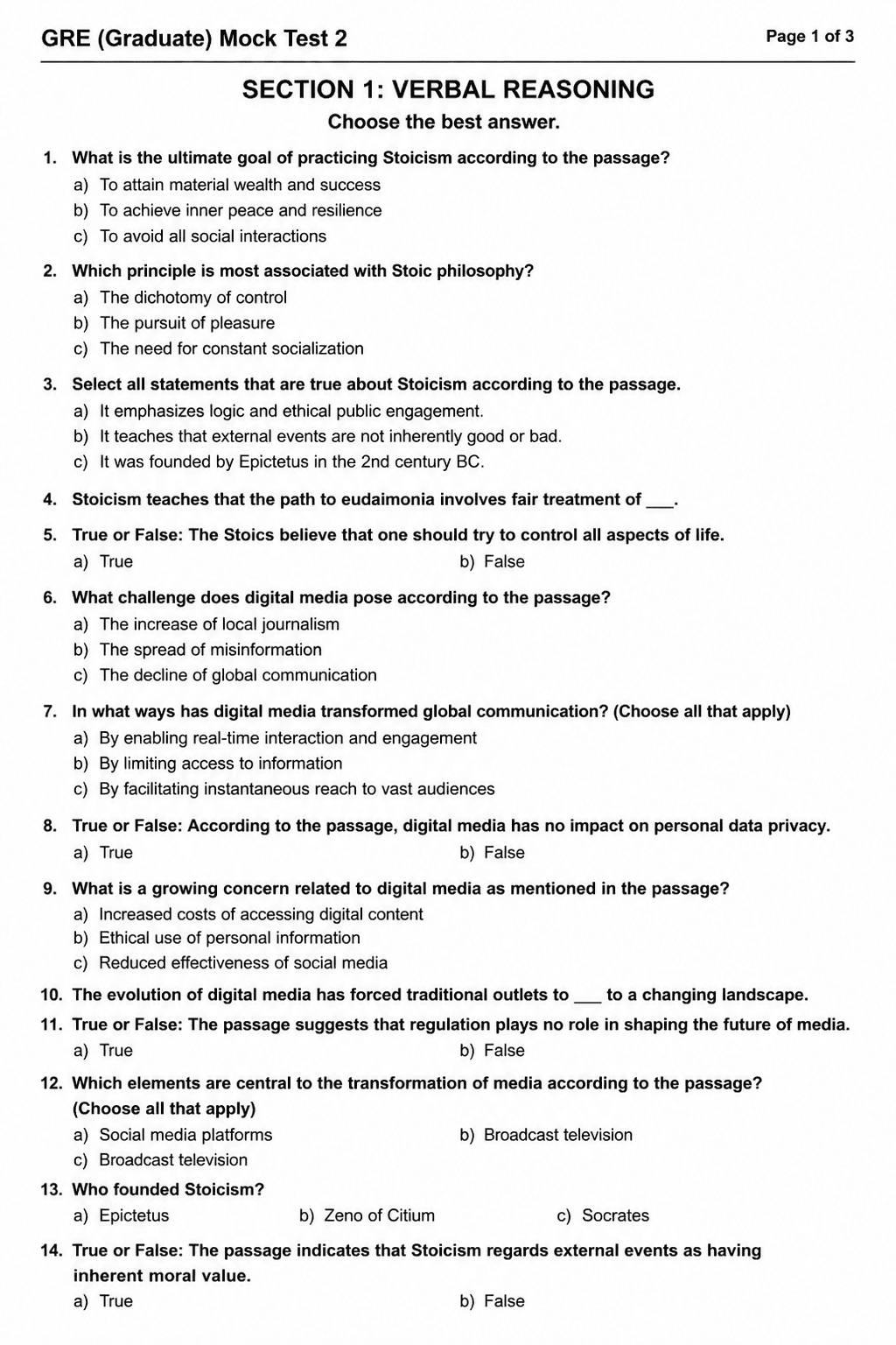 Preview of GRE — Mock Test 2