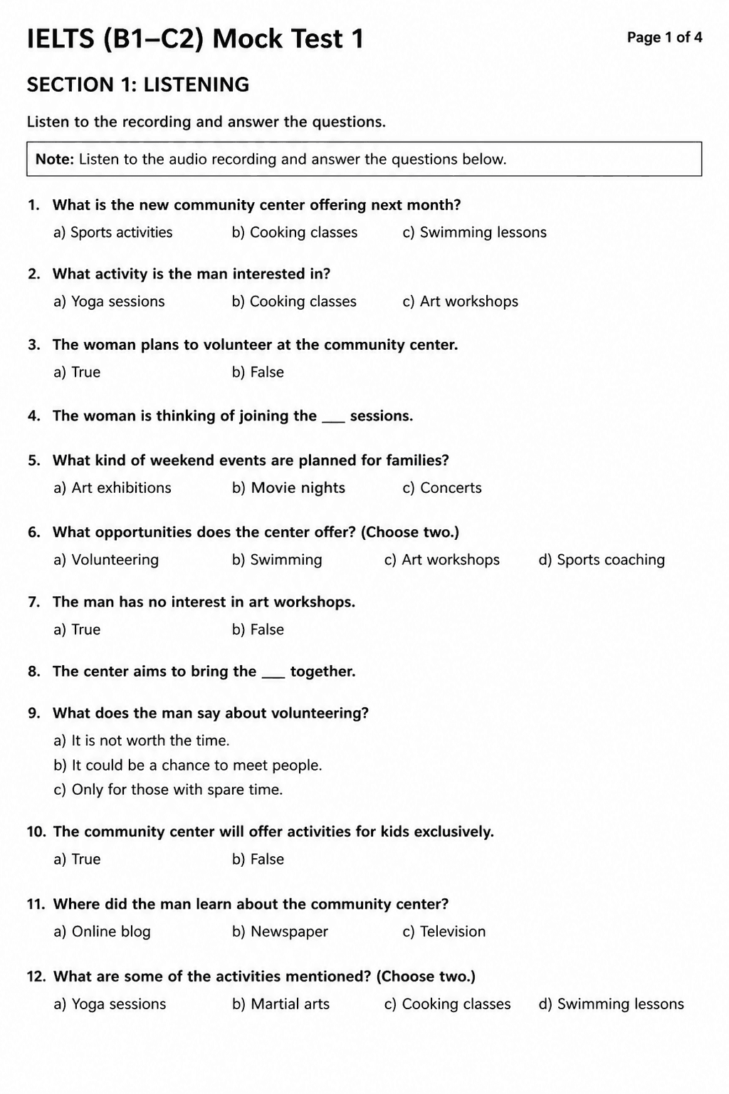 IELTS Academic — Mock Test 1