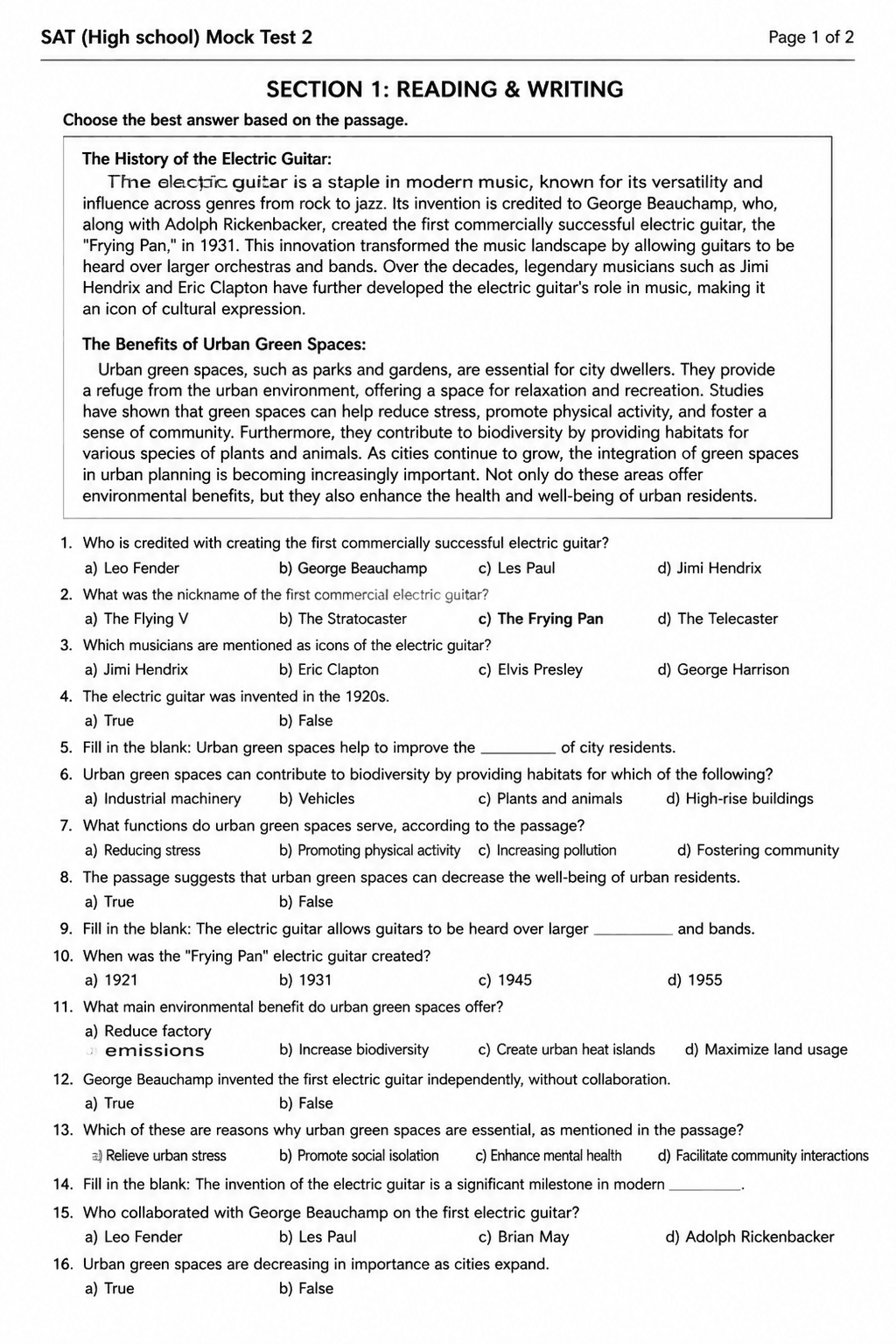 SAT — Mock Test 2