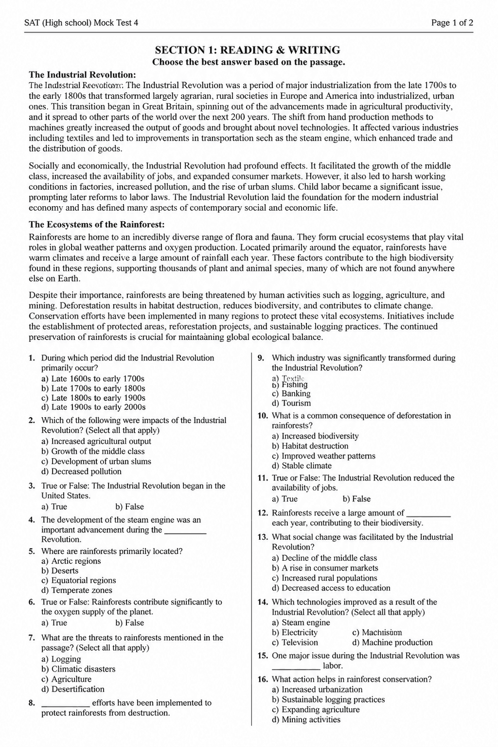 Preview of SAT — Mock Test 4