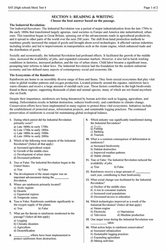 SAT — Mock Test 4