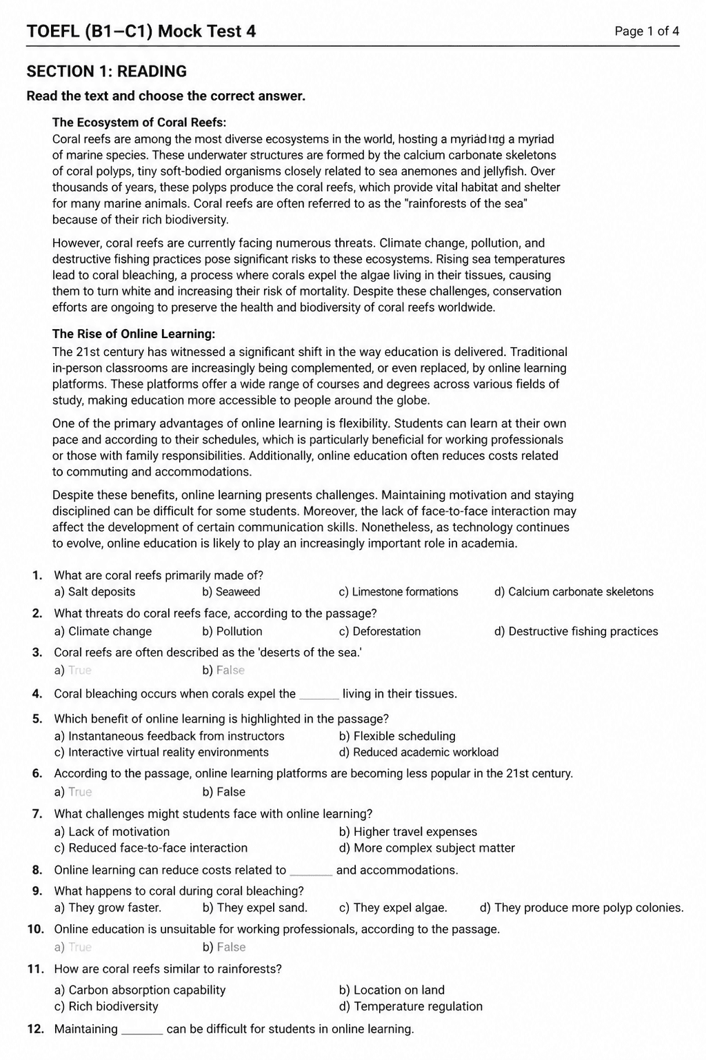 TOEFL iBT — Mock Test 4