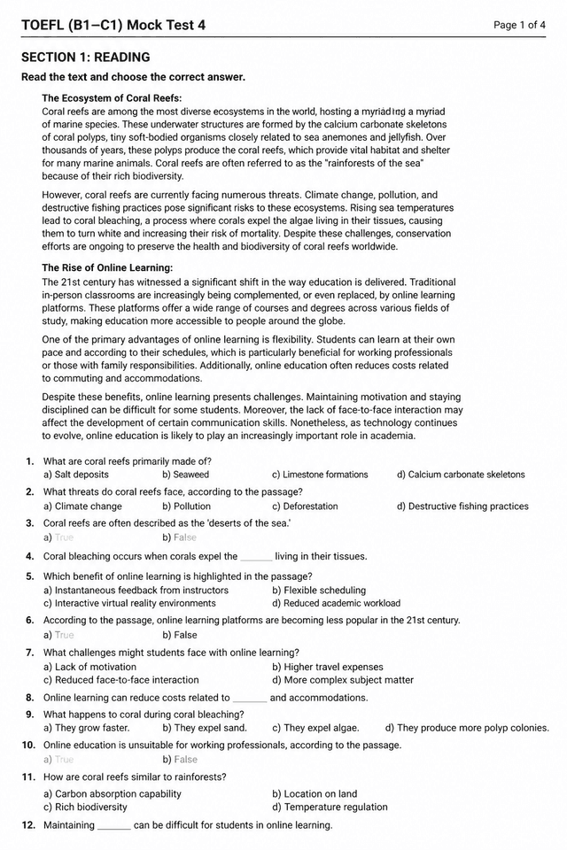 TOEFL iBT — Mock Test 4