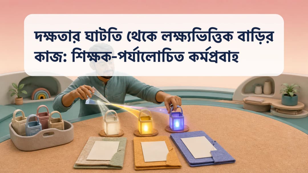 লক্ষ্যভিত্তিক বাড়ির কাজের খসড়া ও নির্বাচিত শিক্ষার্থীর প্রাপক তালিকা পর্যালোচনা করছেন শিক্ষক