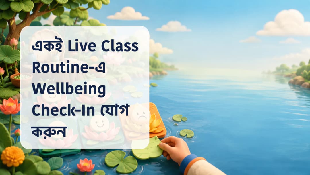 Teacher live class routine-এ emerald happy ও amber sad wellbeing card দেখছেন