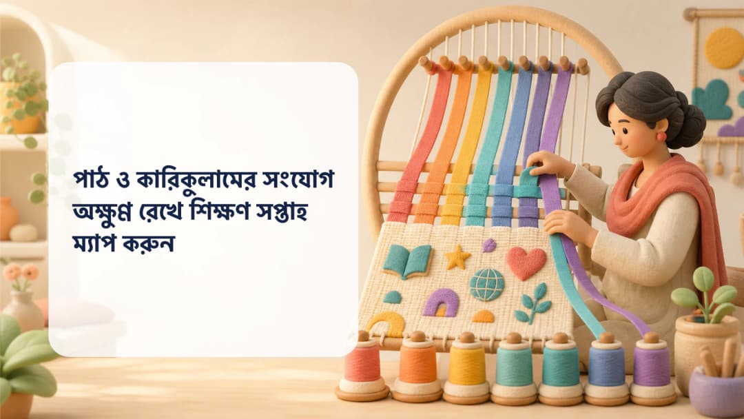 শিক্ষক সাতটি সাপ্তাহিক পাঠকে একটি কারিকুলাম ও ক্লাস সময়সূচির সঙ্গে যুক্ত করছেন