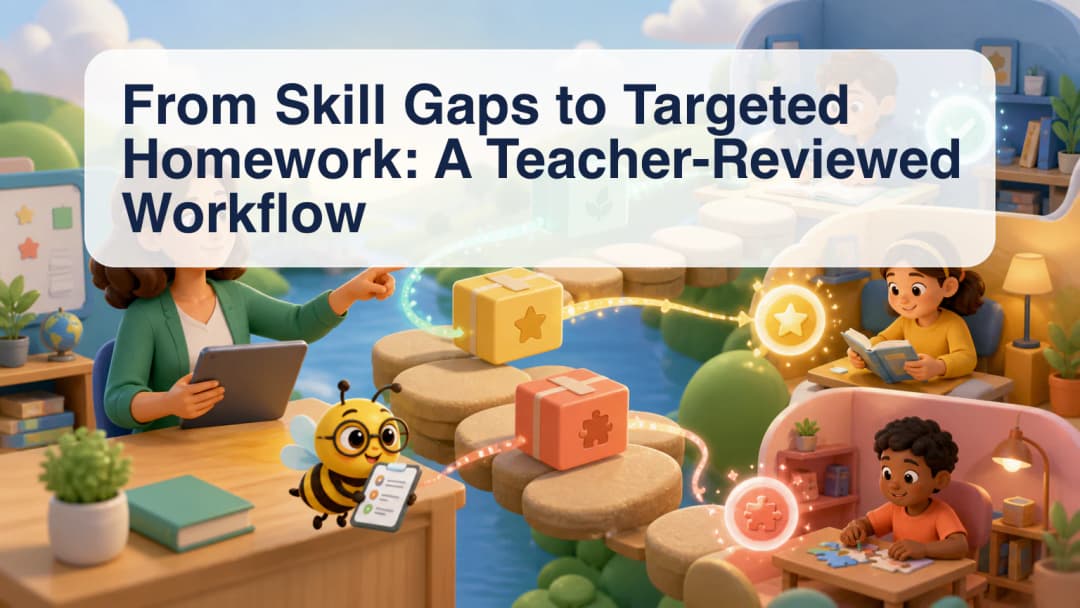 Teacher reviewing a targeted homework draft and a selected student recipient list