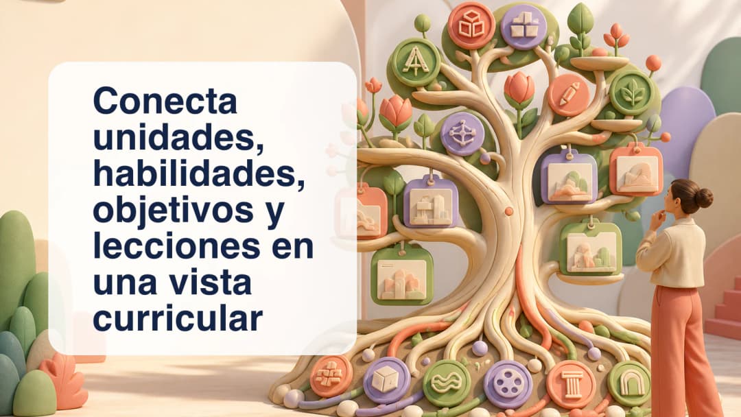 Docente observando unidades curriculares, habilidades, objetivos y lecciones conectadas